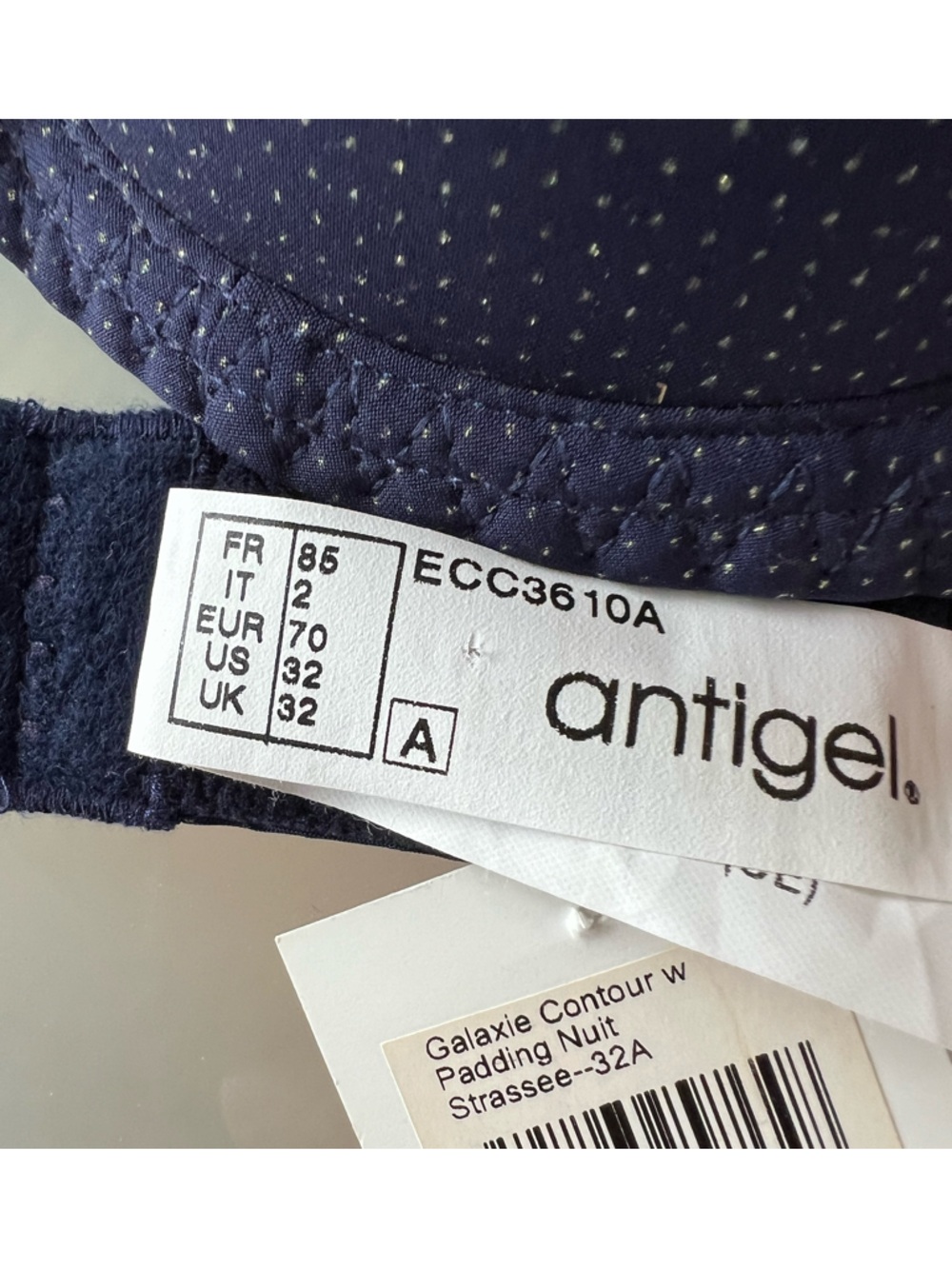 🪐Antigel by Lise Charmel Galaxie Nuit Strassée Contour Bra 32A Navy Blue - Picture 9 of 17